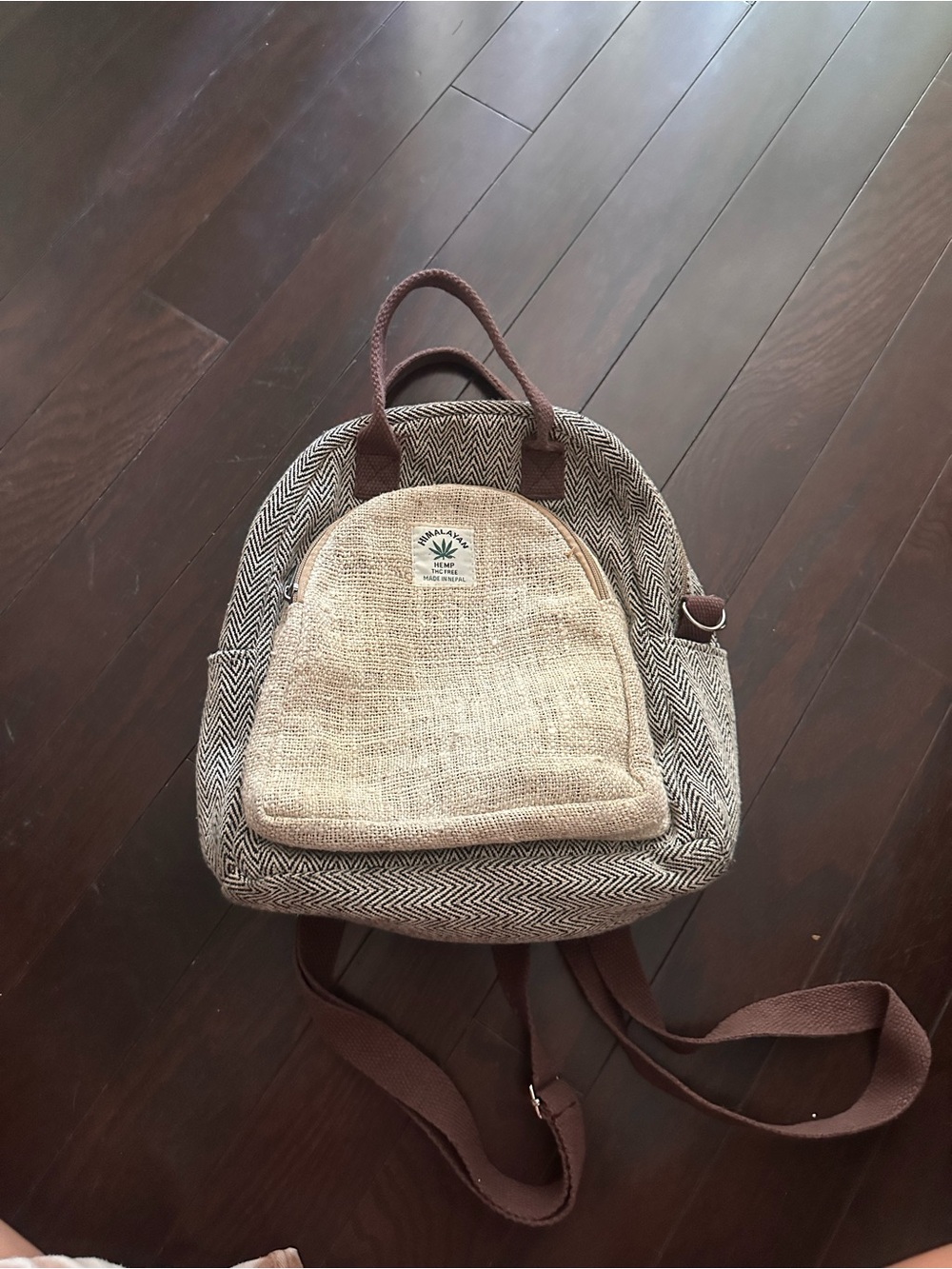 Himalayn Neutral Brown Hemp Accent Backpack - Casual